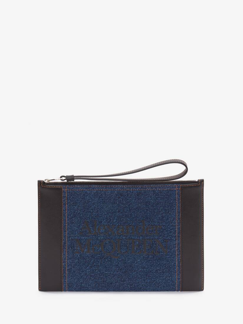 Carteras Alexander McQueen Signature Pouch Mujer - Azules - Mexico 236-IPLWGO